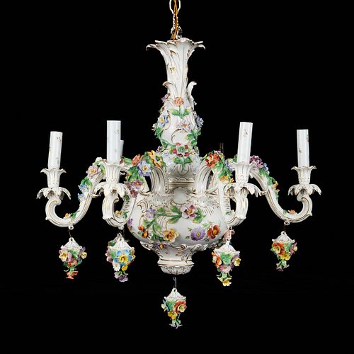 DRESDEN STYLE SIX ARM PORCELAIN