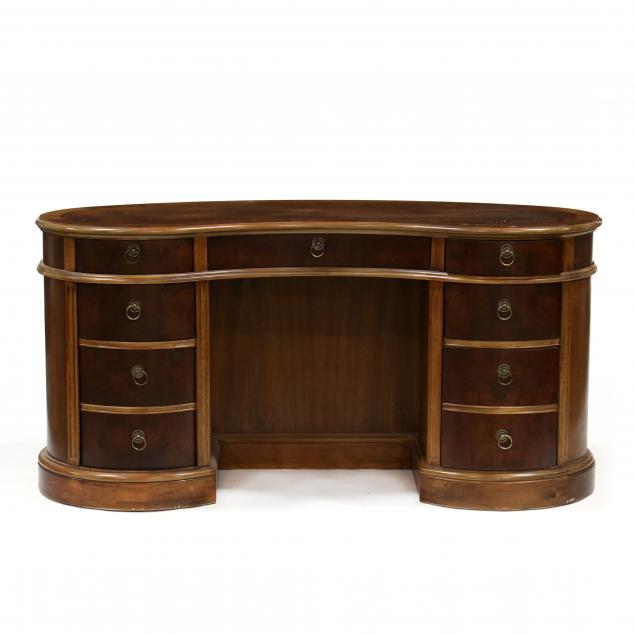 DREXEL, KIDNEY SHAPED WALNUT DESK