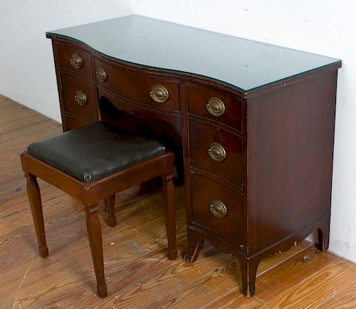 DREXEL MAHOGANY DESK W/ STOOLDrexel