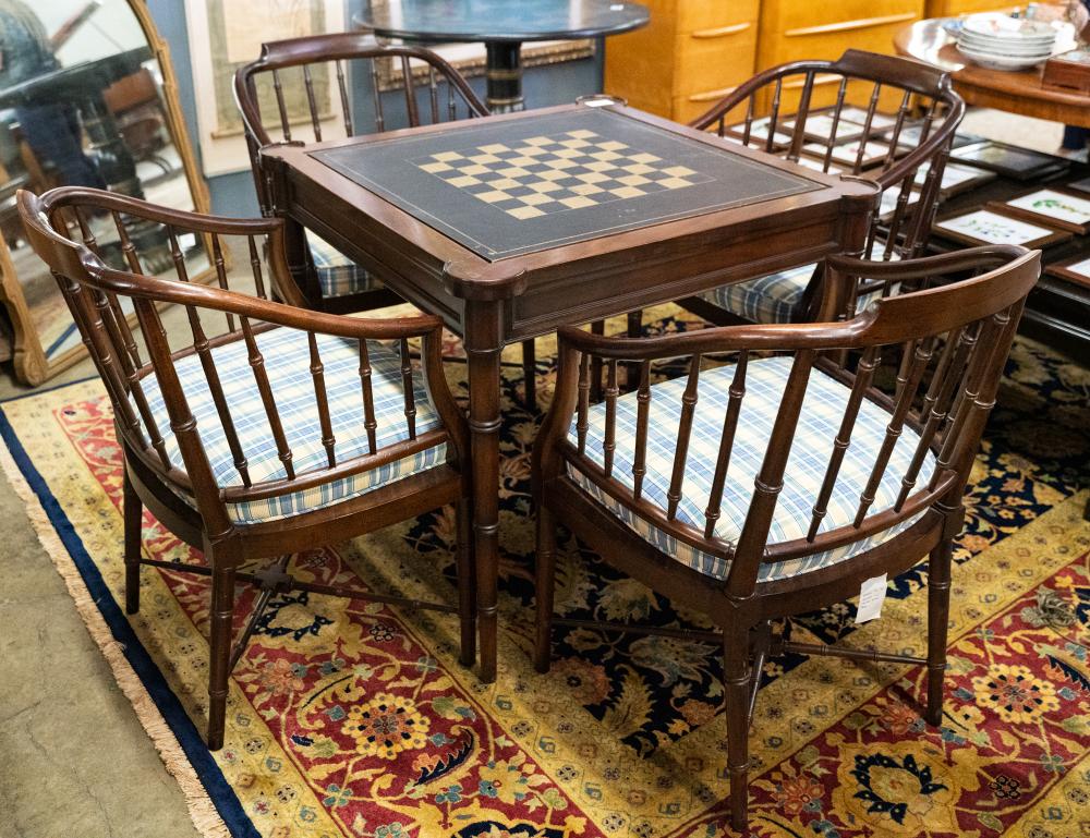 DREXEL WALNUT GAMES TABLE WITH FOUR