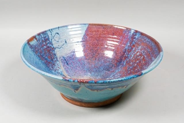 DRIP GLAZE STONEWARE BOWLLarge hand