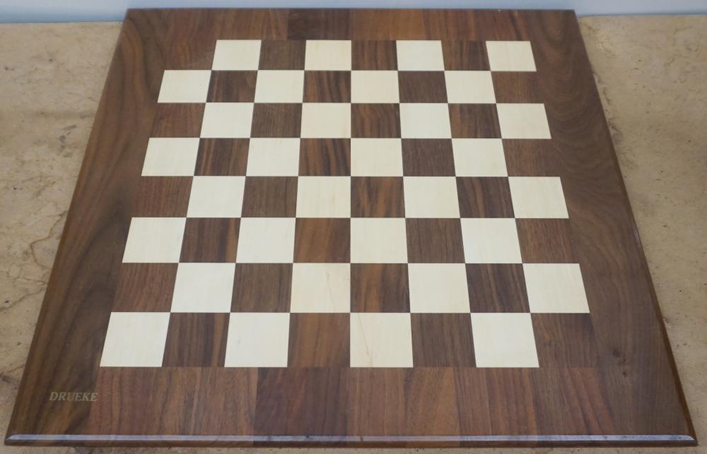 DRUEKE WALNUT AND BIRCH CHESSBOARD,