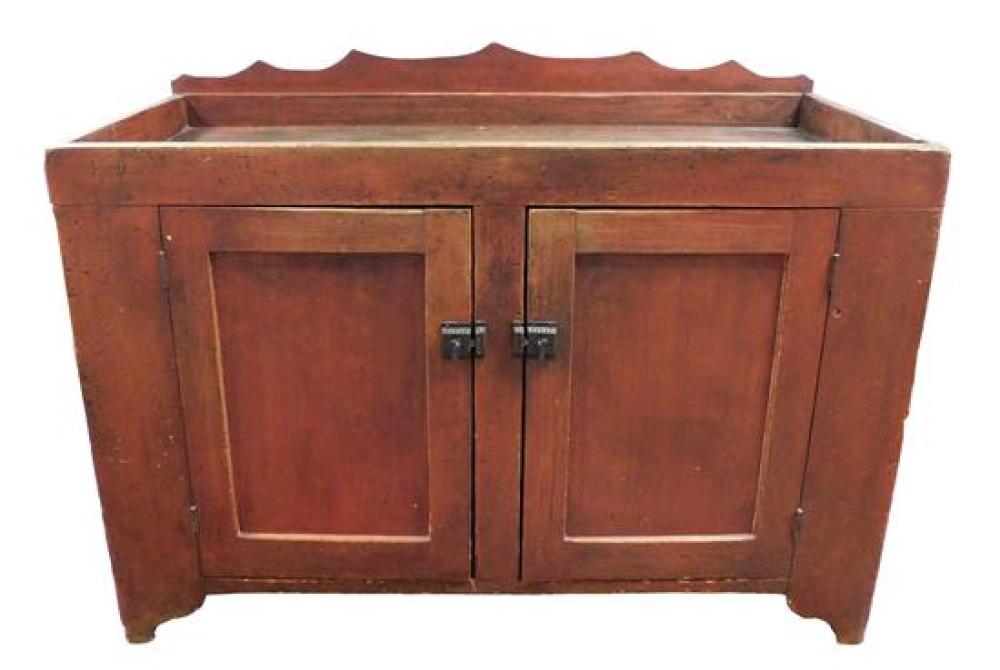 DRY SINK WITH RED STAIN FINISH,