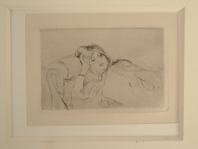 Drypoint drawing woman by Berthe