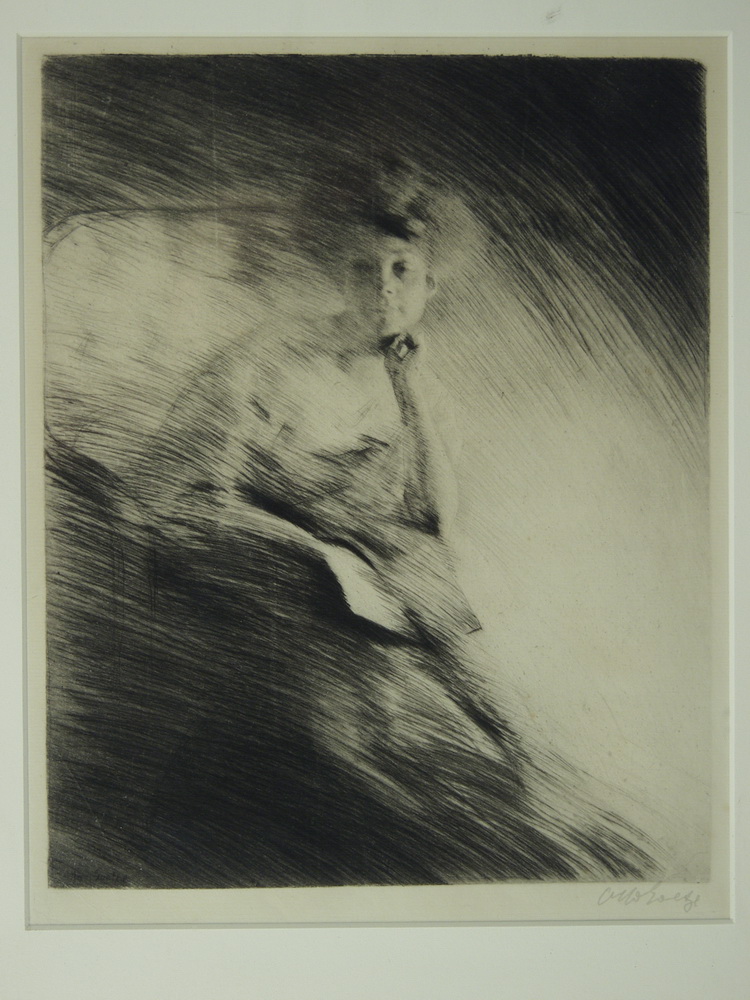 DRYPOINT ETCHING - Lady seated with