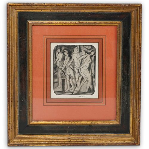 DRYPOINT PAINTING ON PAPER BY