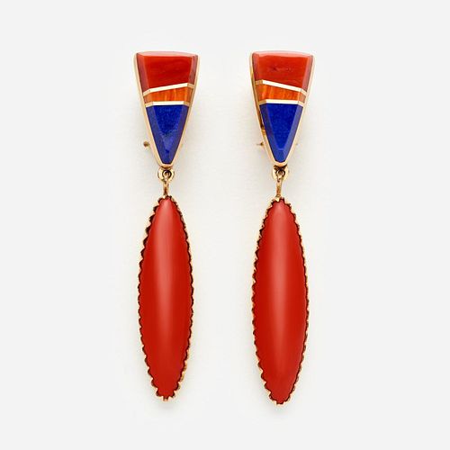 DUANE MAKTIMA HOPI 18K CORAL, SPINY