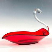 DUNCAN MILLER GLASS SWAN DISHA