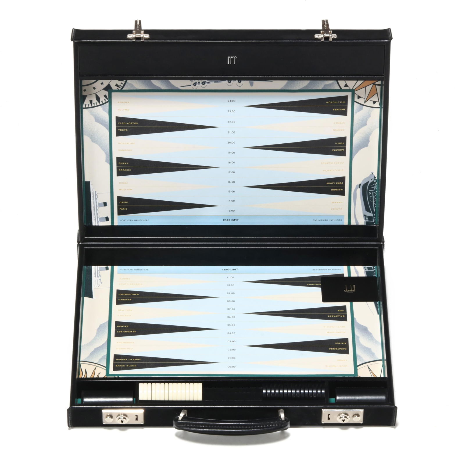 DUNHILL LEATHER TRAVEL BACKGAMMON