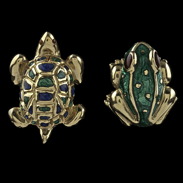 Duo of David Webb 18k Enamel Tie