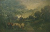 DURANT. Oil on Canvas of Cows.
