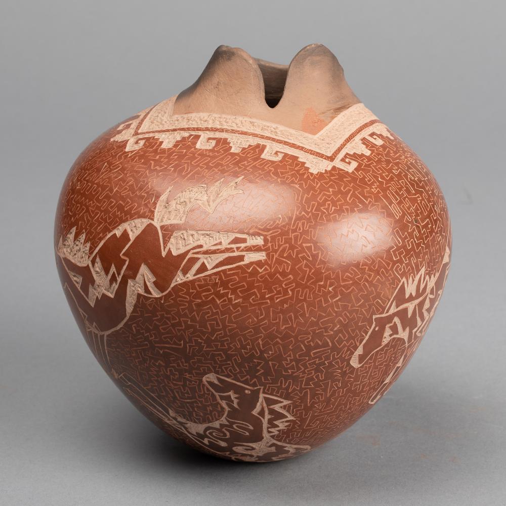 DUSTY NARANJO, SGRAFFITO JAR WITH
