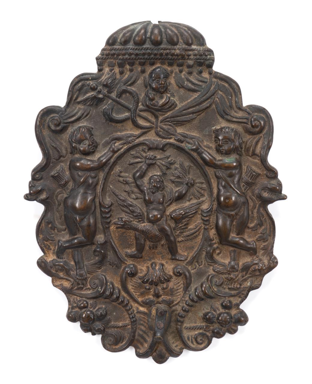 DUTCH BAROQUE BRONZE FIGURAL FIRE