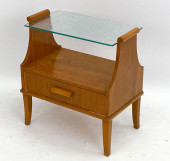 DUTCH BEECH & GLASS SIDE TABLE