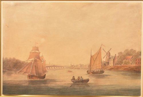 DUTCH BOAT & VILLAGE SCENE