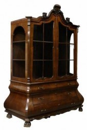DUTCH BOMBE WALNUT DISPLAY CAB