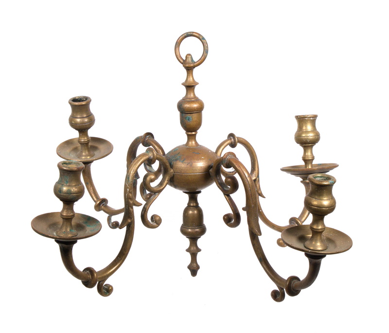 DUTCH BRASS CANDLE CHANDELIER