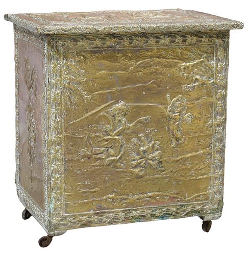 DUTCH BRASS-CLAD REPOUSSE