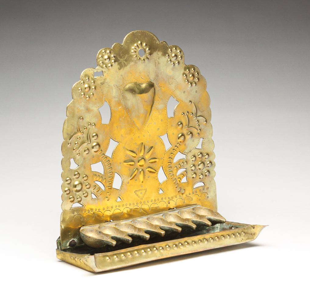 DUTCH BRASS MENORAH. Eighteenth