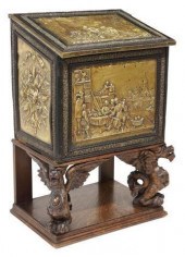 DUTCH BRASS REPOUSSE COAL BIN