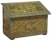 DUTCH BRASS REPOUSSE SLANT-LID