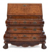 DUTCH BURLWOOD BOMBE SLANT-LID