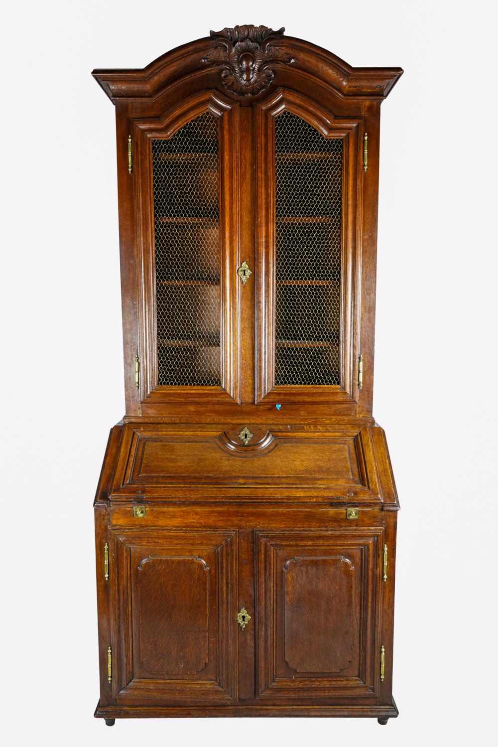 DUTCH CARVED OAK SECRETARY