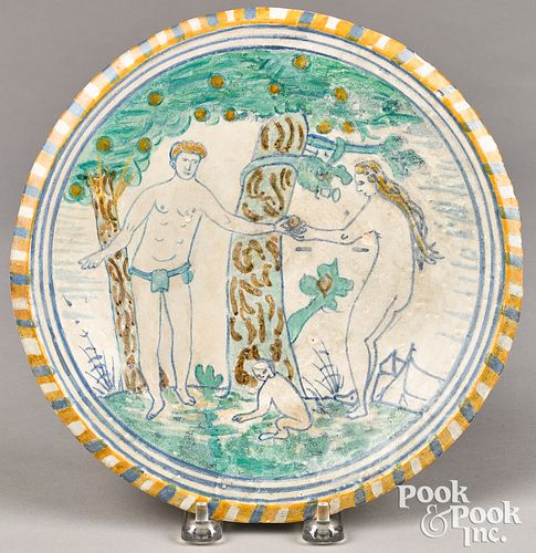 DUTCH DELFT ADAM AND EVE PLATE,
