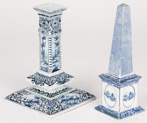 DUTCH DELFT CANDLESTICK, 19TH
