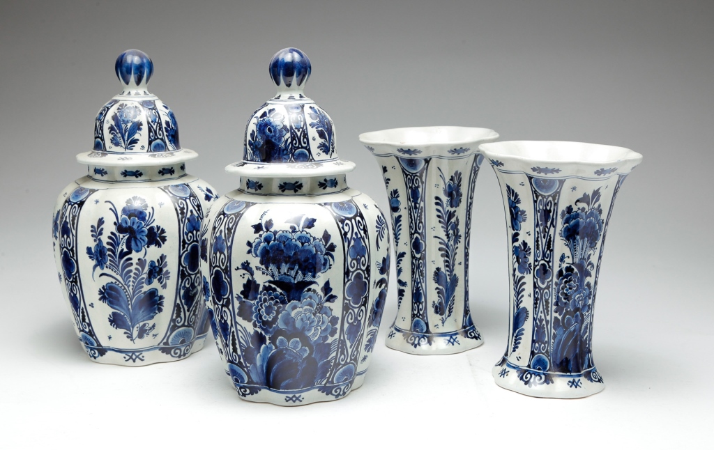 DUTCH DELFT FOUR PIECE GARNITURE