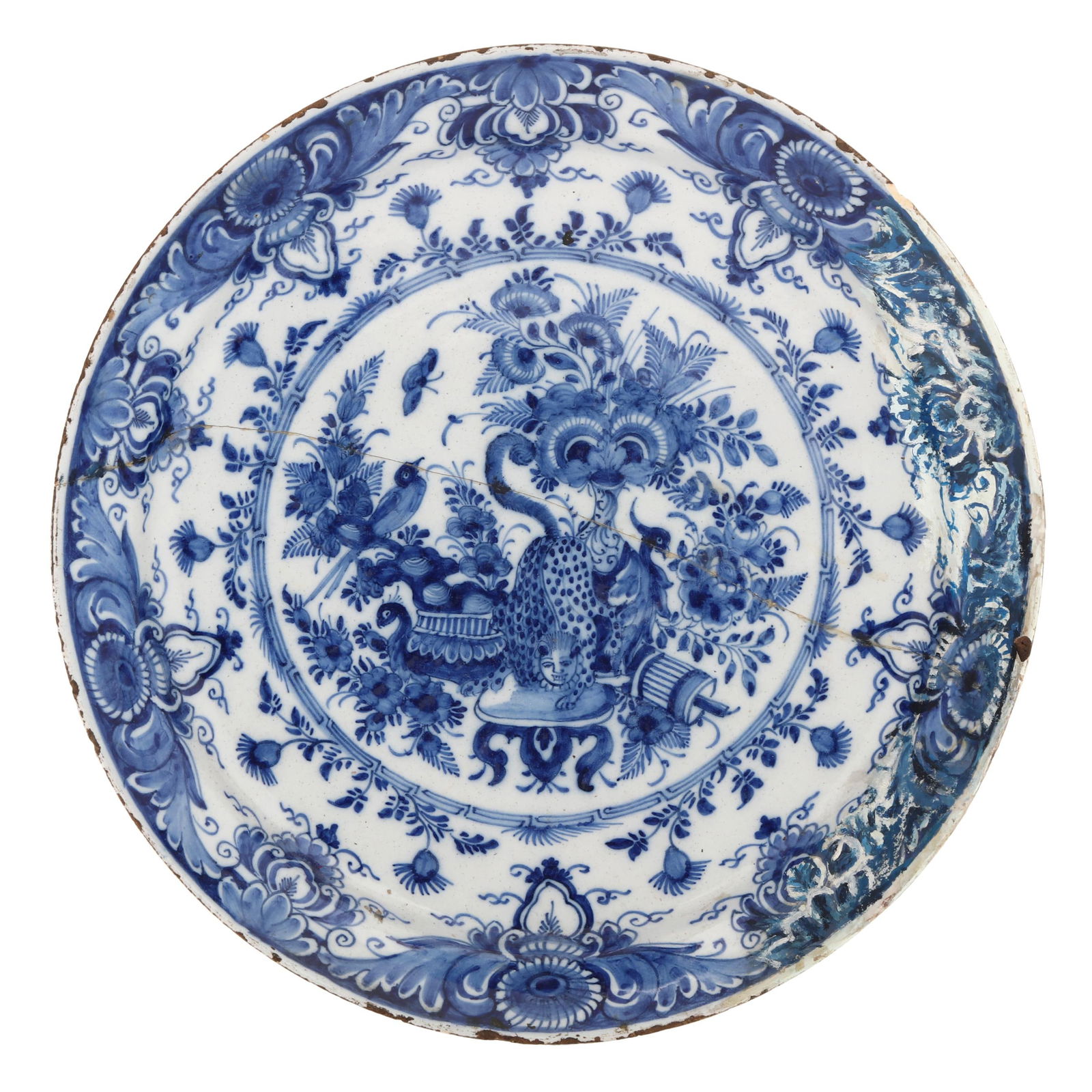 DUTCH DELFT LEOPARD AND BIRD