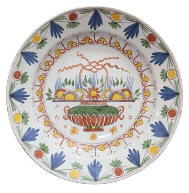 DUTCH DELFT POLYCHROME FLOWER