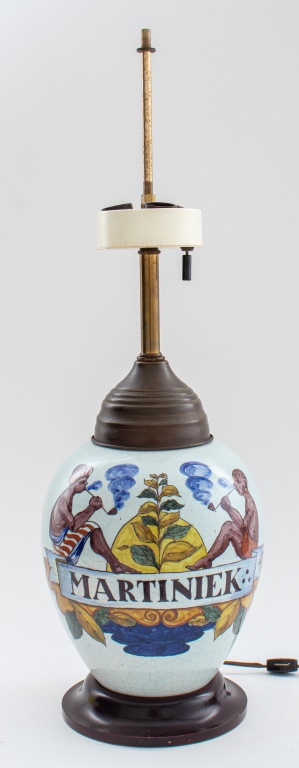 DUTCH DELFT STYLE TOBACCO DRUM LAMP