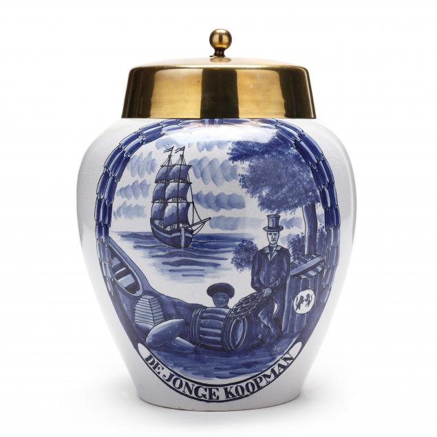 DUTCH DELFT TOBACCO JAR DE JONGE