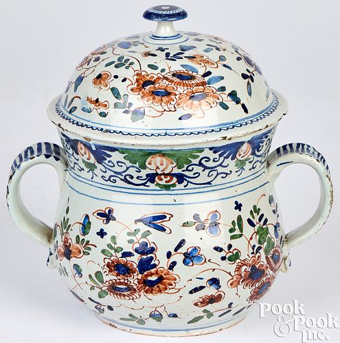 DUTCH DELFTWARE POSSET POT, 18TH