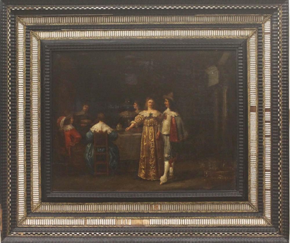 DUTCH DINNER PARTY, OIL ON