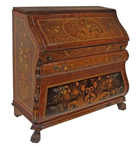 DUTCH FLORAL MARQUETRY BOMBE
