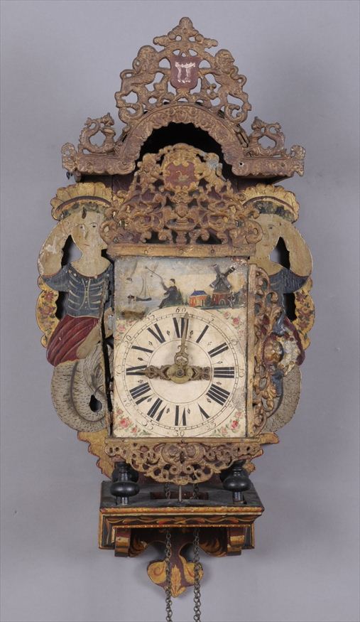 DUTCH GILT-METAL MOUNTED PAINTED