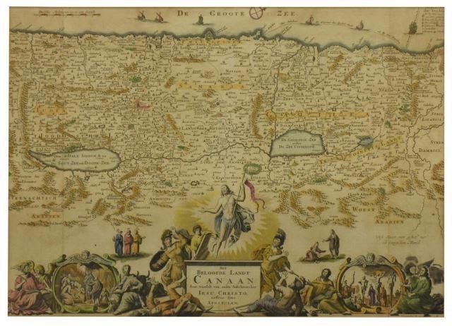 DUTCH HAND-COLORED MAP HOLY LAND,