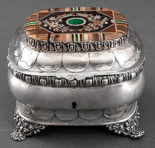 DUTCH HARDSTONE MOSAIC SILVER SUGAR
