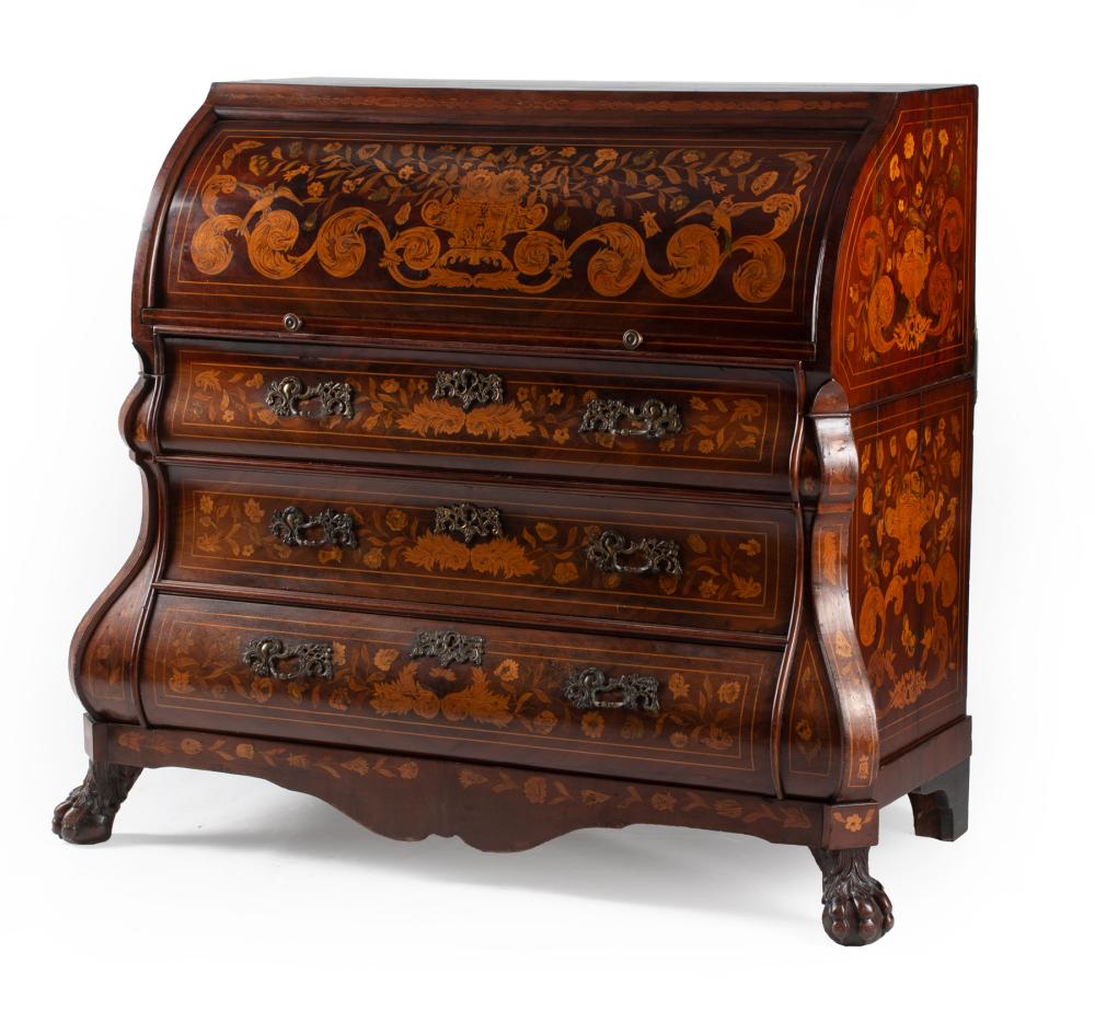 DUTCH MAHOGANY AND MARQUETRY