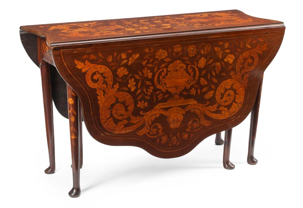 DUTCH MAHOGANY AND MARQUETRY