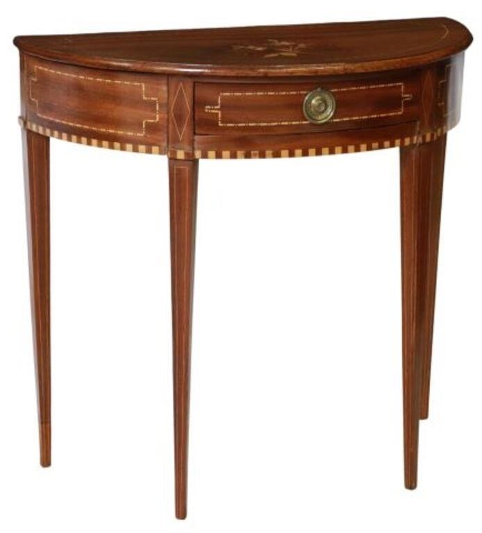 DUTCH MAHOGANY MARQUETRY DEMILUNE