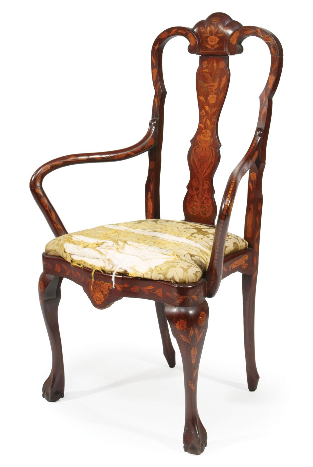 DUTCH MARQUETRY ARMCHAIRAntique