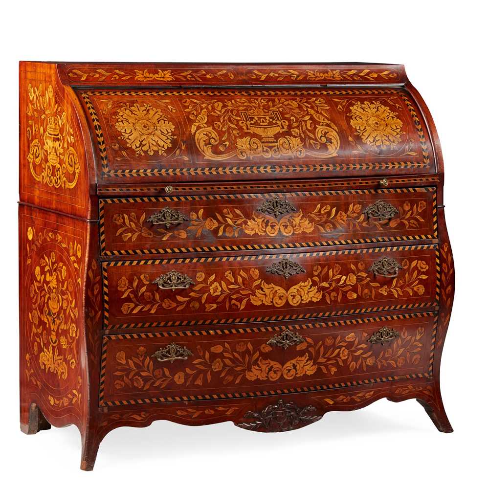 DUTCH MARQUETRY BOMBÉ BUREAU