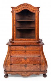 DUTCH MARQUETRY BOMBE CABINET
