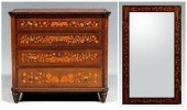 Dutch marquetry commode, mirro
