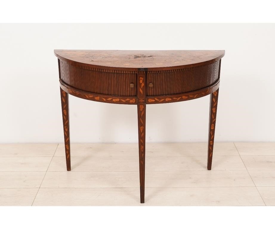 Dutch Marquetry demilune table with