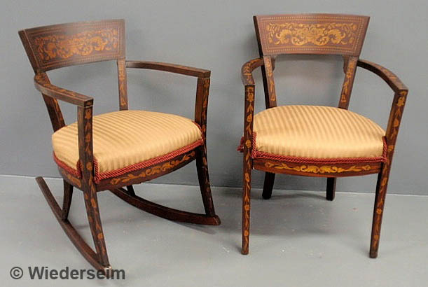 Dutch marquetry inlaid mahogany