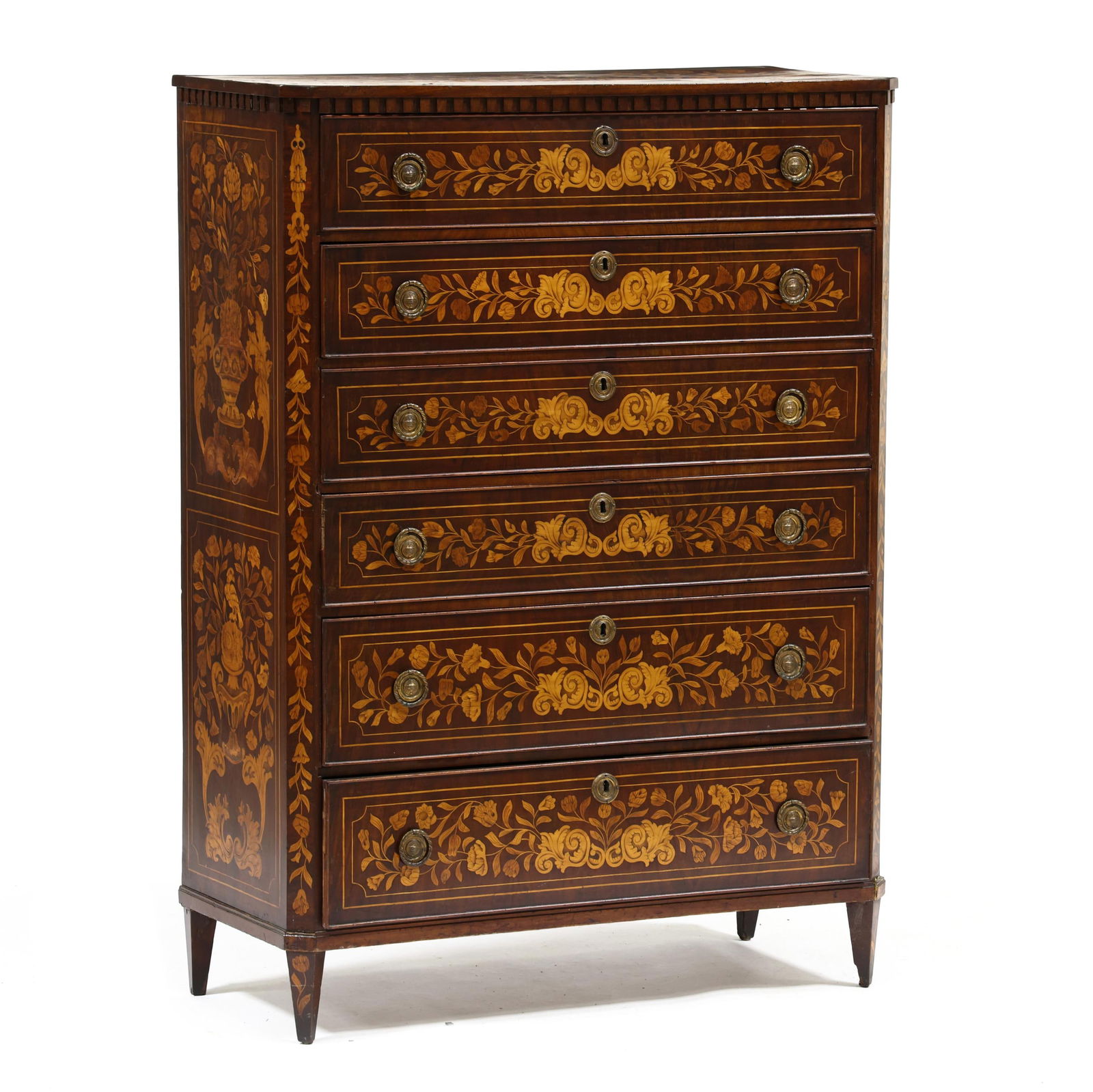 DUTCH MARQUETRY INLAID SEMI-TALL
